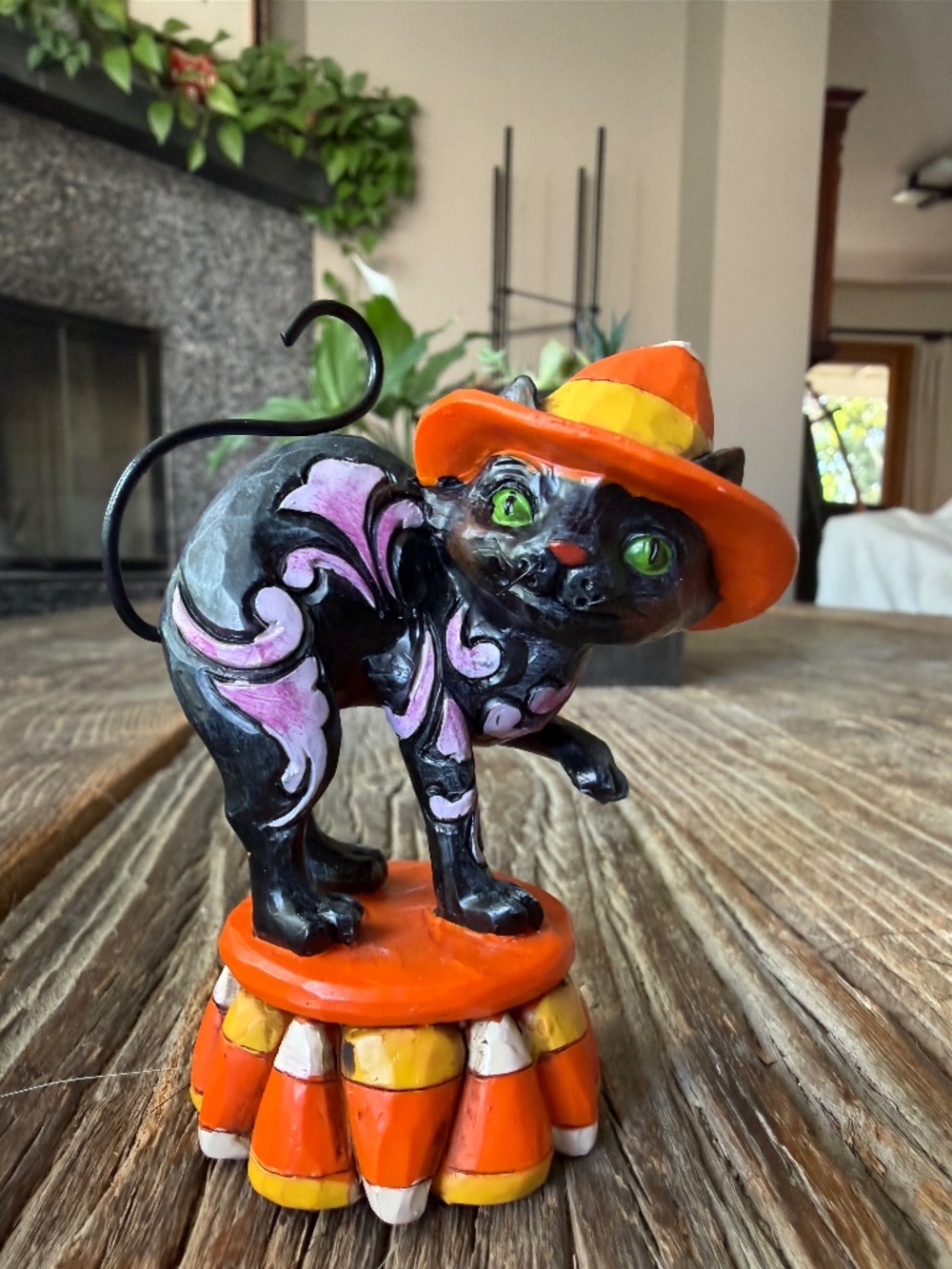 Jim Shore Heartwood Creek Black Candy Corn Cat Figurine (4058850 2017)  *Rare*